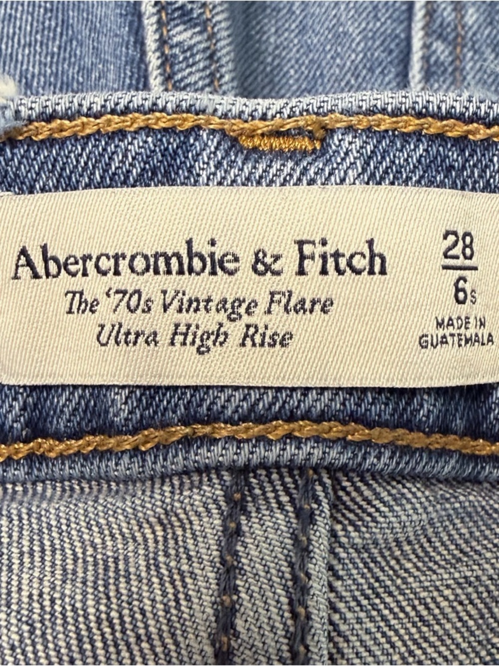 Abercrombie Fitch Medium Wash 70s Vintage Flare Ultra High Rise Jeans 28 6 Short - Picture 6 of 8